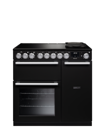 Rangemaster Nexus 90cm Electric Range Cooker with Induction Hob, Charcoal Black