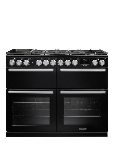 Rangemaster Nexus 110cm Dual Fuel Range Cooker with Gas Hob, Charcoal Black