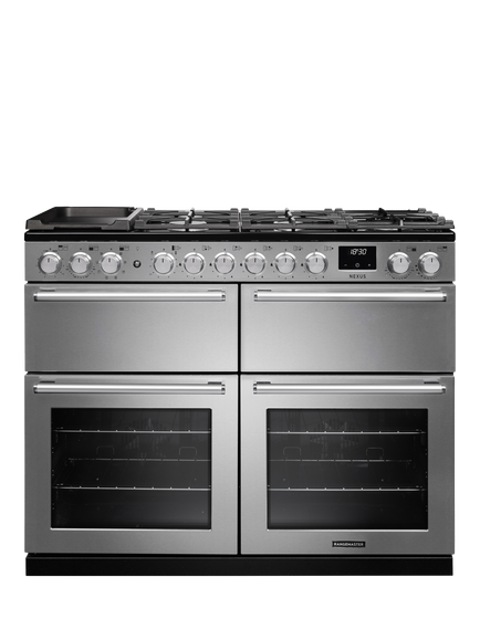 Rangemaster Nexus 110cm Dual Fuel Range Cooker with Gas Hob, Stainless Steel