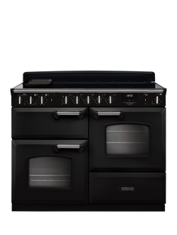 Rangemaster Classic Deluxe CLDLO110EIPBOR/AB1 110cm Electric Range Cooker with Induction Hob, Bordeaux, Charcoal Black/Chrome