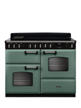 Rangemaster Classic Deluxe CLDLO110EIPBOR/AB1 110cm Electric Range Cooker with Induction Hob, Bordeaux, Mineral Green/Chrome