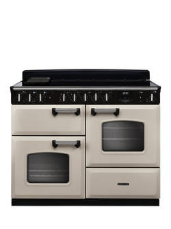 Rangemaster Classic Deluxe CLDLO110EIPBOR/AB1 110cm Electric Range Cooker with Induction Hob, Bordeaux, Pale Cream/Chrome