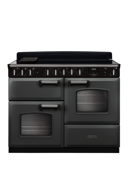 Rangemaster Classic Deluxe CLDLO110EIPBOR/AB1 110cm Electric Range Cooker with Induction Hob, Bordeaux, Slate/Chrome