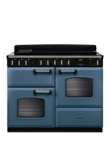 Rangemaster Classic Deluxe CLDLO110EIPBOR/AB1 110cm Electric Range Cooker with Induction Hob, Bordeaux, Stone Blue/Chrome