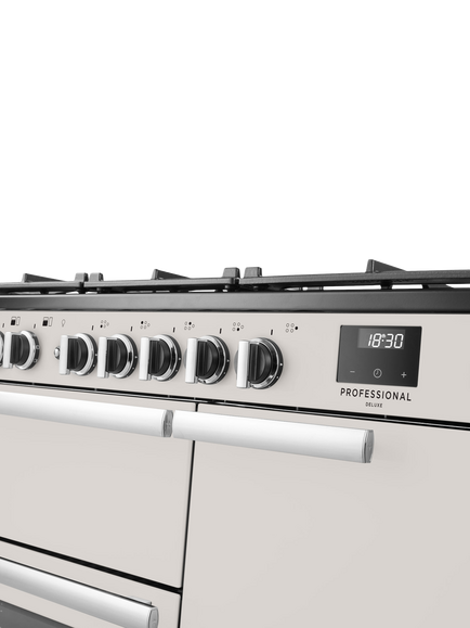 Rangemaster Professional Deluxe PRDL100DFP 100cm Dual Fuel Range Cooker with Gas Hob - view 2, Ivory