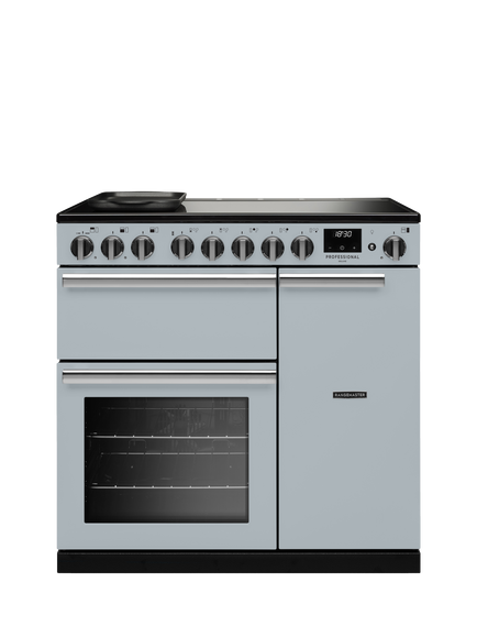 Rangemaster Professional Deluxe PRDL100DFP 100cm Dual Fuel Range Cooker with Gas Hob, Misty Blue