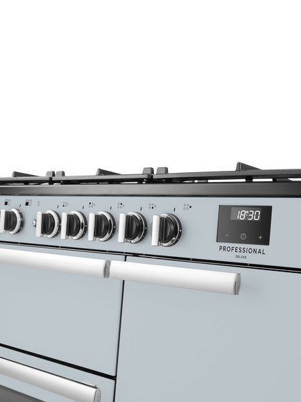 Rangemaster Professional Deluxe PRDL100DFP 100cm Dual Fuel Range Cooker with Gas Hob - view 2, Misty Blue