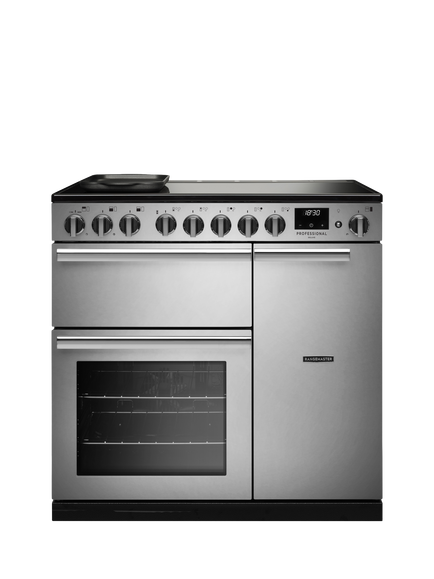 Rangemaster Professional Deluxe PRDL100DFSTST/CM1 100cm Dual Fuel Range Cooker with Gas Hob, Stainless Steel, Stainless Steel