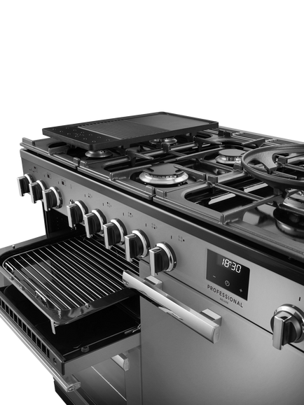 Rangemaster Professional Deluxe PRDL100DFSTST/CM1 100cm Dual Fuel Range Cooker with Gas Hob, Stainless Steel - view 2, Stainless Steel