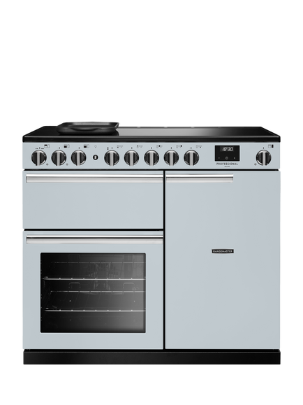 Rangemaster Professional Deluxe PRDL100EIP 100cm Electric Range Cooker with Induction Hob, Misty Blue
