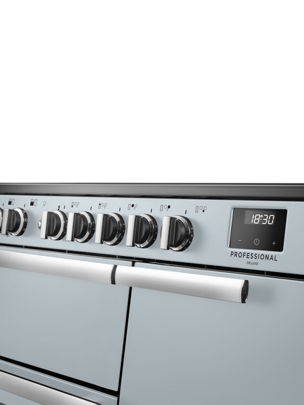 Rangemaster Professional Deluxe PRDL100EIP 100cm Electric Range Cooker with Induction Hob - view 2, Misty Blue