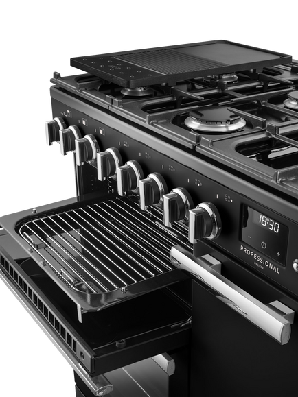 Rangemaster Professional Deluxe PRDL90DFP 90cm Dual Fuel Range Cooker with Gas Hob - view 2, Black
