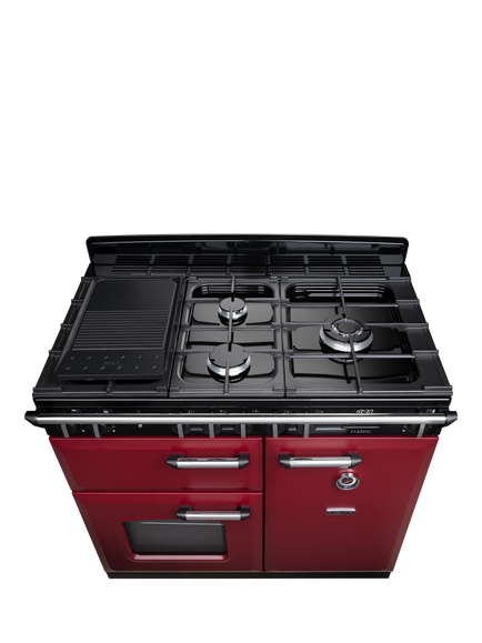 Rangemaster Classic CL100DFPBOR/CM1 Dual Fuel Range Cooker with Gas Hob - view 2, Bordeaux