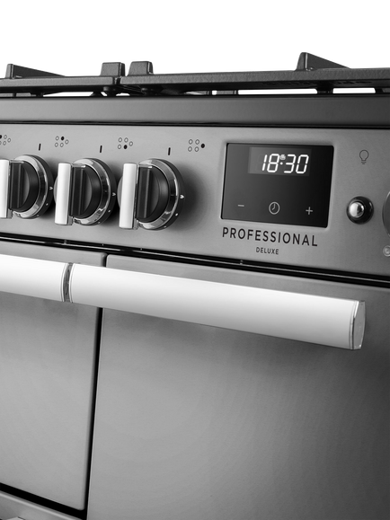 Rangemaster Professional Deluxe PRDL90DFSTST/CM1 90cm Dual Fuel Range Cooker with Gas Hob, Stainless Steel - view 2, Stainless Steel