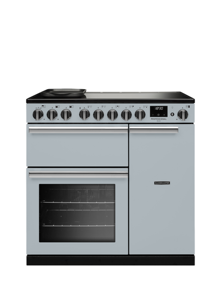 Rangemaster Professional Deluxe PRDL90EIP 90cm Electric Range Cooker with Induction Hob, Misty Blue