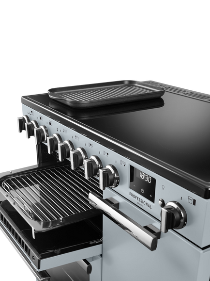 Rangemaster Professional Deluxe PRDL90EIP 90cm Electric Range Cooker with Induction Hob - view 2, Misty Blue