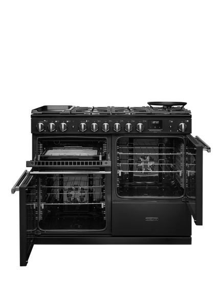 Rangemaster Professional Deluxe PRDLO110DFP 110cm Dual Fuel Range Cooker with Gas Hob - view 2, Black