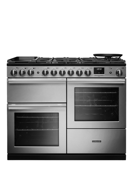 Rangemaster Professional Deluxe PRDLO110DFSTST/CM1 110cm Dual Fuel Range Cooker with Gas Hob, Stainless Steel, Stainless Steel