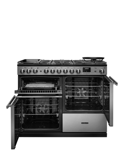 Rangemaster Professional Deluxe PRDLO110DFSTST/CM1 110cm Dual Fuel Range Cooker with Gas Hob, Stainless Steel - view 2, Stainless Steel
