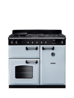 Rangemaster Classic CL100DFPBOR/CM1 Dual Fuel Range Cooker with Gas Hob, Misty Blue
