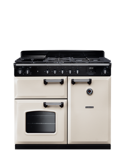 Rangemaster Classic CL100DFPBOR/CM1 Dual Fuel Range Cooker with Gas Hob, Pale Cream