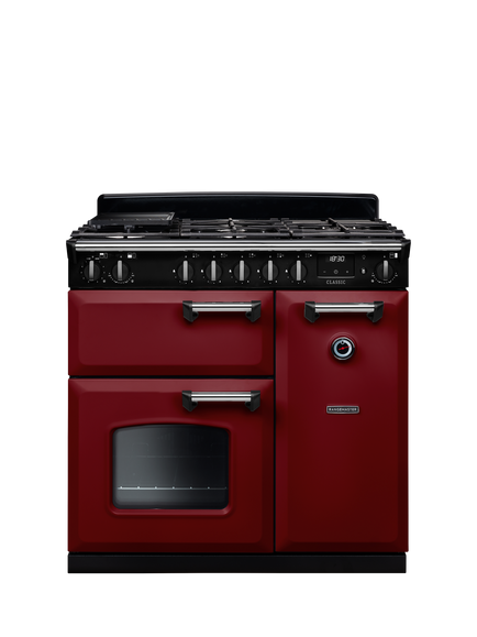 Rangemaster Classic CL90DFPMSB/CM1 90cm Dual Fuel Range Cooker with Gas Hob, Bordeaux