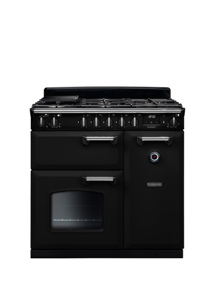 Rangemaster Classic CL90DFPMSB/CM1 90cm Dual Fuel Range Cooker with Gas Hob, Black