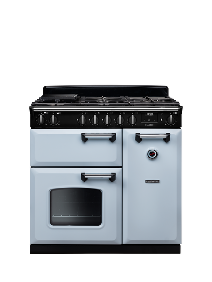 Rangemaster Classic CL90DFPMSB/CM1 90cm Dual Fuel Range Cooker with Gas Hob, Misty Blue