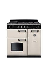 Rangemaster Classic CL90DFPMSB/CM1 90cm Dual Fuel Range Cooker with Gas Hob, Pale Cream