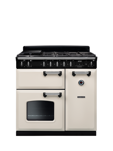 Rangemaster Classic CL90DFPMSB/CM1 90cm Dual Fuel Range Cooker with Gas Hob, Pale Cream