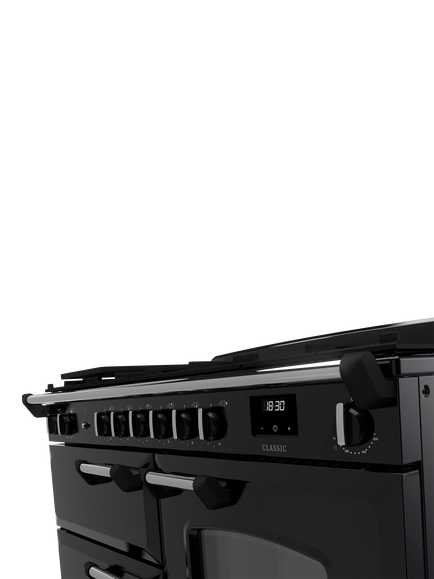 Rangemaster Classic CLO110DFPMSB/CM1 110cm Dual Fuel Range Cooker with Gas Hob - view 2, Black