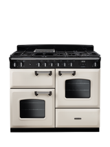 Rangemaster Classic CLO110DFPMSB/CM1 110cm Dual Fuel Range Cooker with Gas Hob, Pale Cream
