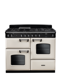 Rangemaster Classic CLO110DFPMSB/CM1 110cm Dual Fuel Range Cooker with Gas Hob, Pale Cream