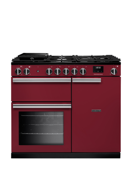 Rangemaster Professional + PR100DFP 100cm Dual Fuel Range Cooker with Gas Hob, Bordeaux