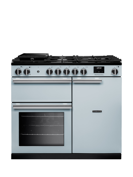 Rangemaster Professional + PR100DFP 100cm Dual Fuel Range Cooker with Gas Hob, Misty Blue