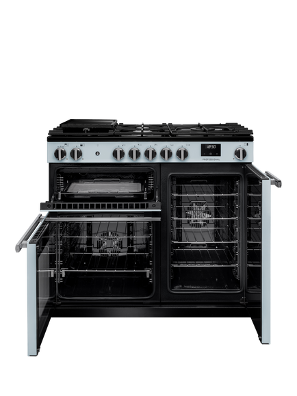 Rangemaster Professional + PR100DFP 100cm Dual Fuel Range Cooker with Gas Hob - view 2, Misty Blue
