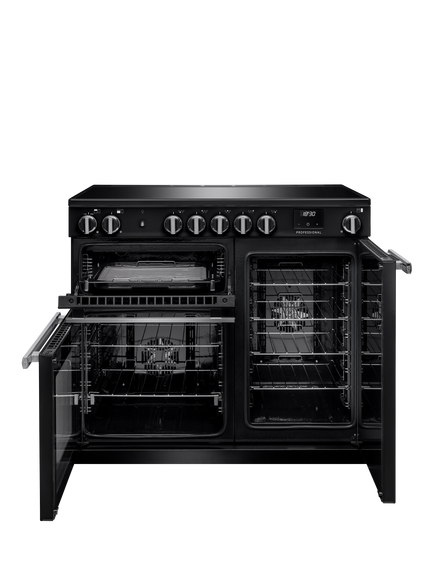 Rangemaster Professional + PR100EIPGBL/CM1 100cm Electric Range Cooker with Induction Hob, Black - view 2, Black