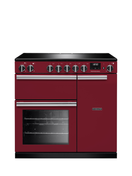 Rangemaster Professional + PR90EIP 90cm Electric Range Cooker with Induction Hob, Bordeaux