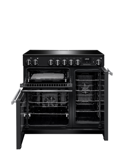Rangemaster Professional + PR90EIPGBL/CM1 90cm Electric Range Cooker with Induction Hob, Black - view 2, Black