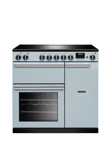 Rangemaster Professional + PR90EIP 90cm Electric Range Cooker with Induction Hob, Misty Blue