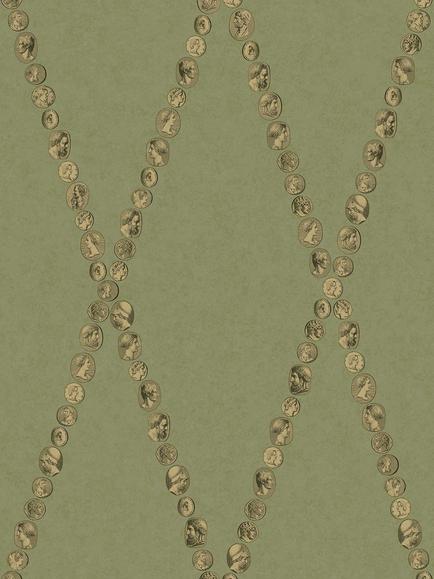 Cole & Son Cammei Wallpaper, Antique Gold Olive