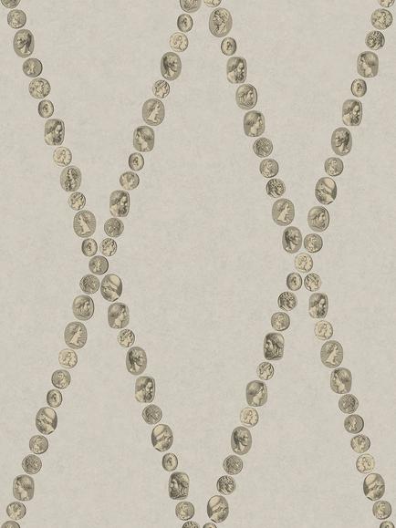 Cole & Son Cammei Wallpaper, Soft Gold On Stone 123/4019