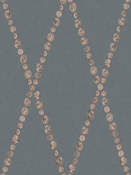 Cole & Son Cammei Wallpaper, Slate & Rose Gold 123/4020