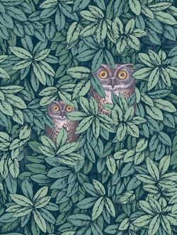 Cole & Son Foglie e Civette Wallpaper, Viridian 123/11051