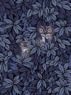 Cole & Son Foglie e Civette Wallpaper, Midnight  123/11053