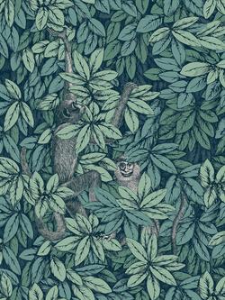 Cole & Son Foglie e Scimmie Wallpaper, Viridian 123/10046