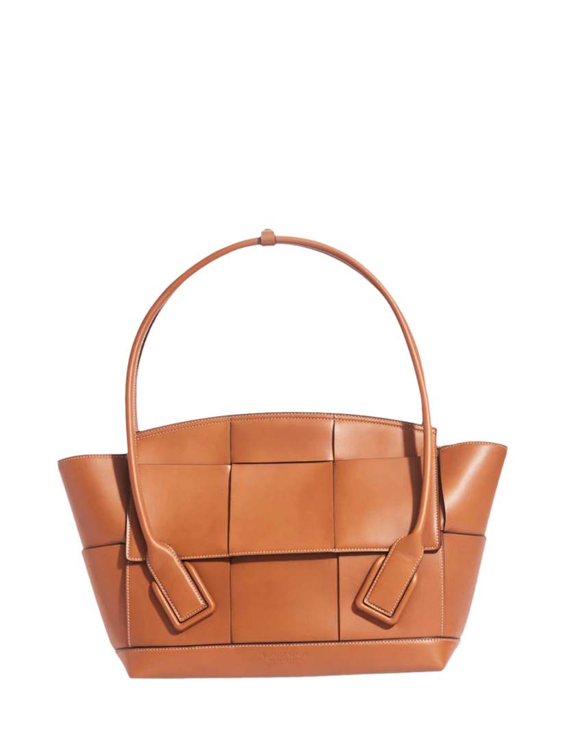 Product image 1 of 4, which shows Pre-loved Bottega Veneta Leather Large Arco Intrecciato Tote Bag, Brown