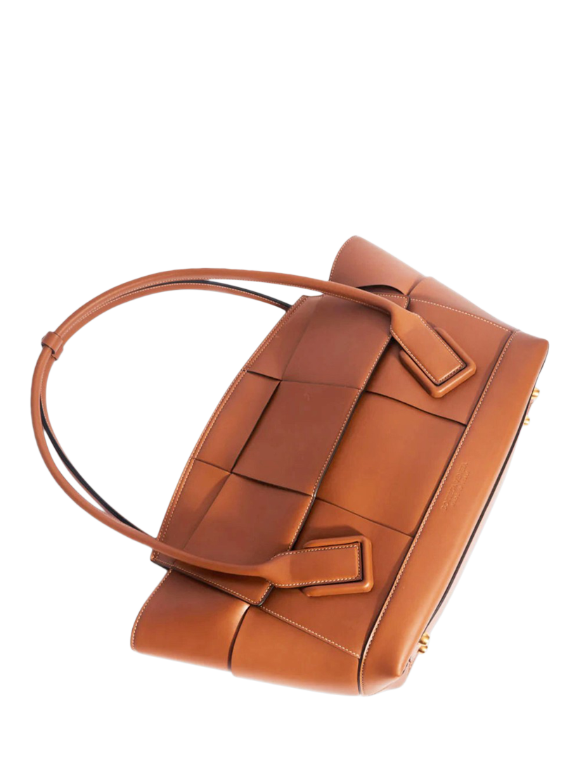 Product image 3 of 4, which shows Pre-loved Bottega Veneta Leather Large Arco Intrecciato Tote Bag, Brown