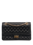 Pre-loved CHANEL 2009 2.55 Satin Quilted Double Flap Shoulder Bag, Black