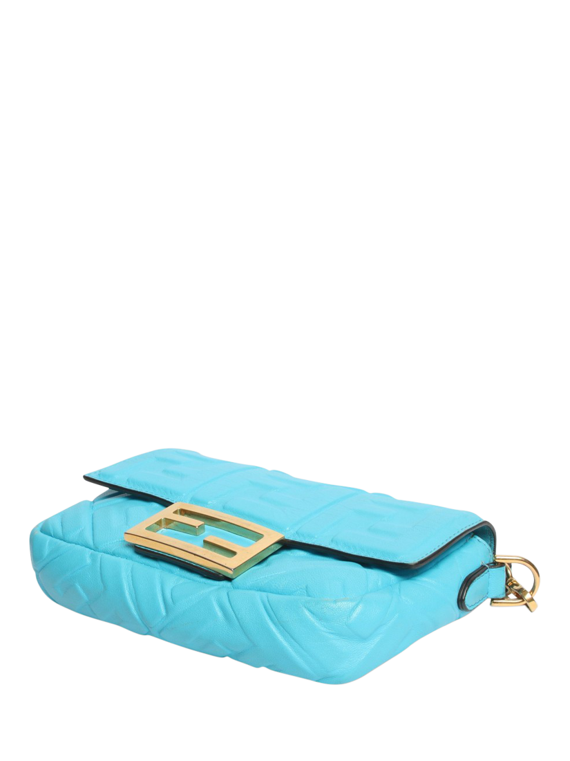 Product image 4 of 9, which shows Pre-loved Fendi Embossed Leather Mini Baguette Bag, Blue